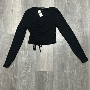 NWT Wild Fable black crop long sleeve shirt size Small